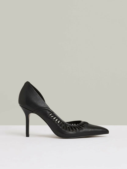 Leather Twist Detail Court Shoes in Black | Reiss Women Signature