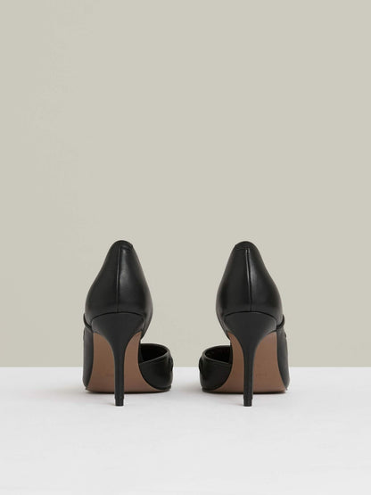 Leather Twist Detail Court Shoes in Black | Reiss Women Signature