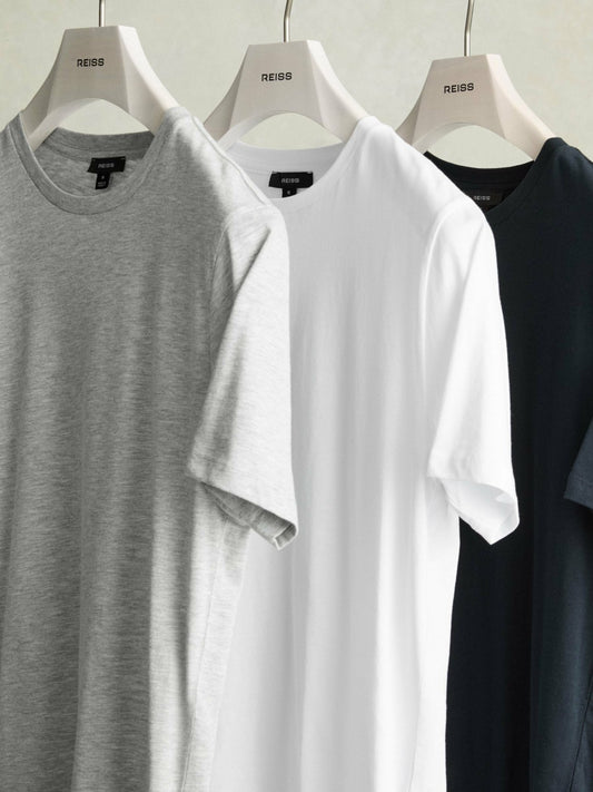 Cotton-Jersey Crew-Neck T-shirts 3 Pack in Multi | Reiss Men Exclusive