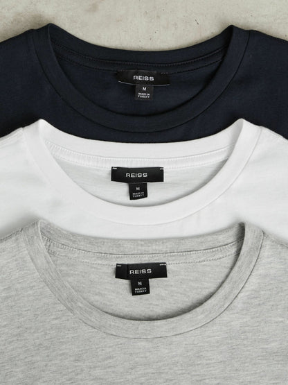 Cotton-Jersey Crew-Neck T-shirts 3 Pack in Multi | Reiss Men Exclusive