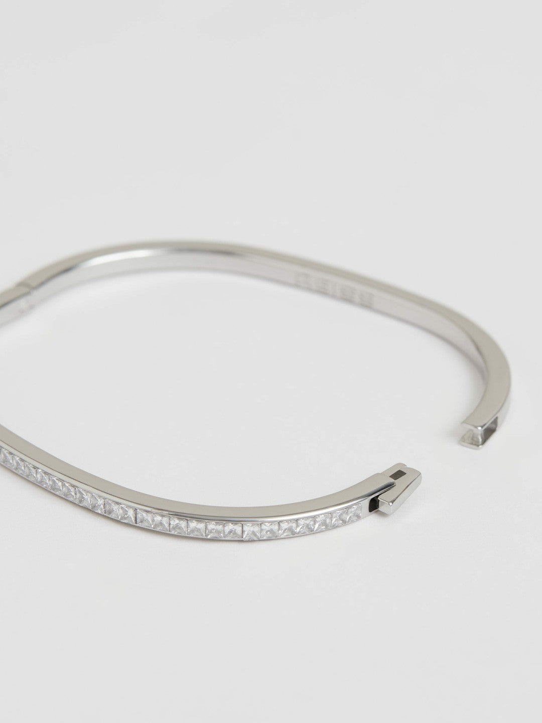 Hinged Crystal Cuff in Silver | Reiss Women New