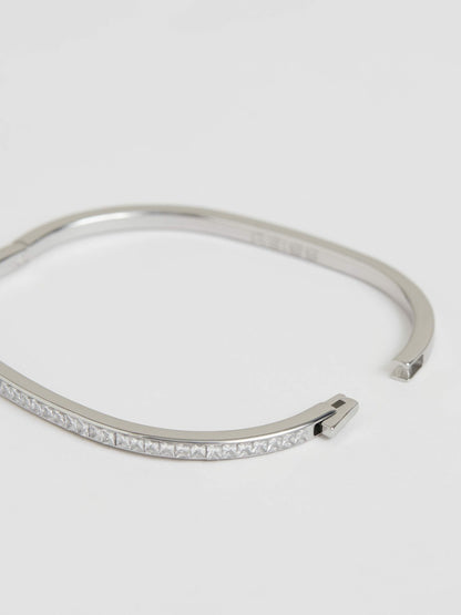Hinged Crystal Cuff in Silver | Reiss Women New