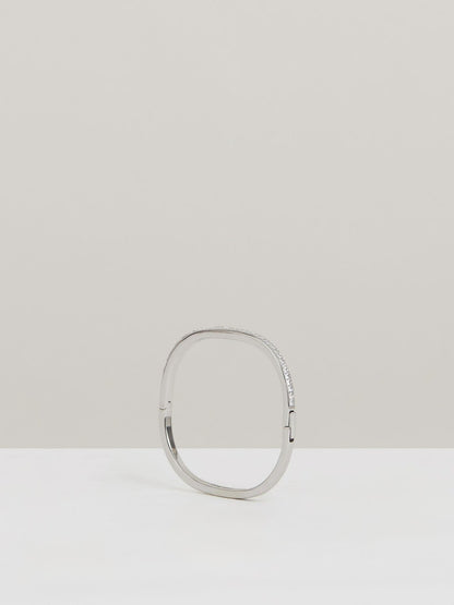 Hinged Crystal Cuff in Silver | Reiss Women New