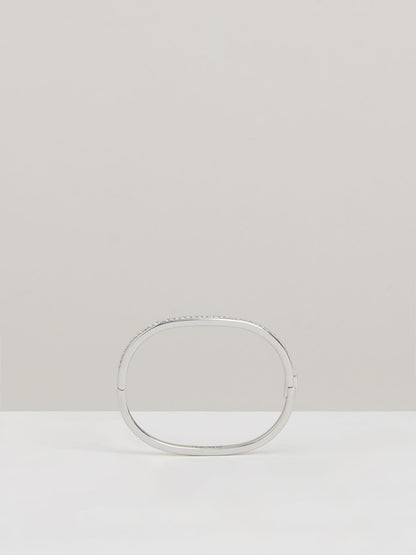 Hinged Crystal Cuff in Silver | Reiss Women New