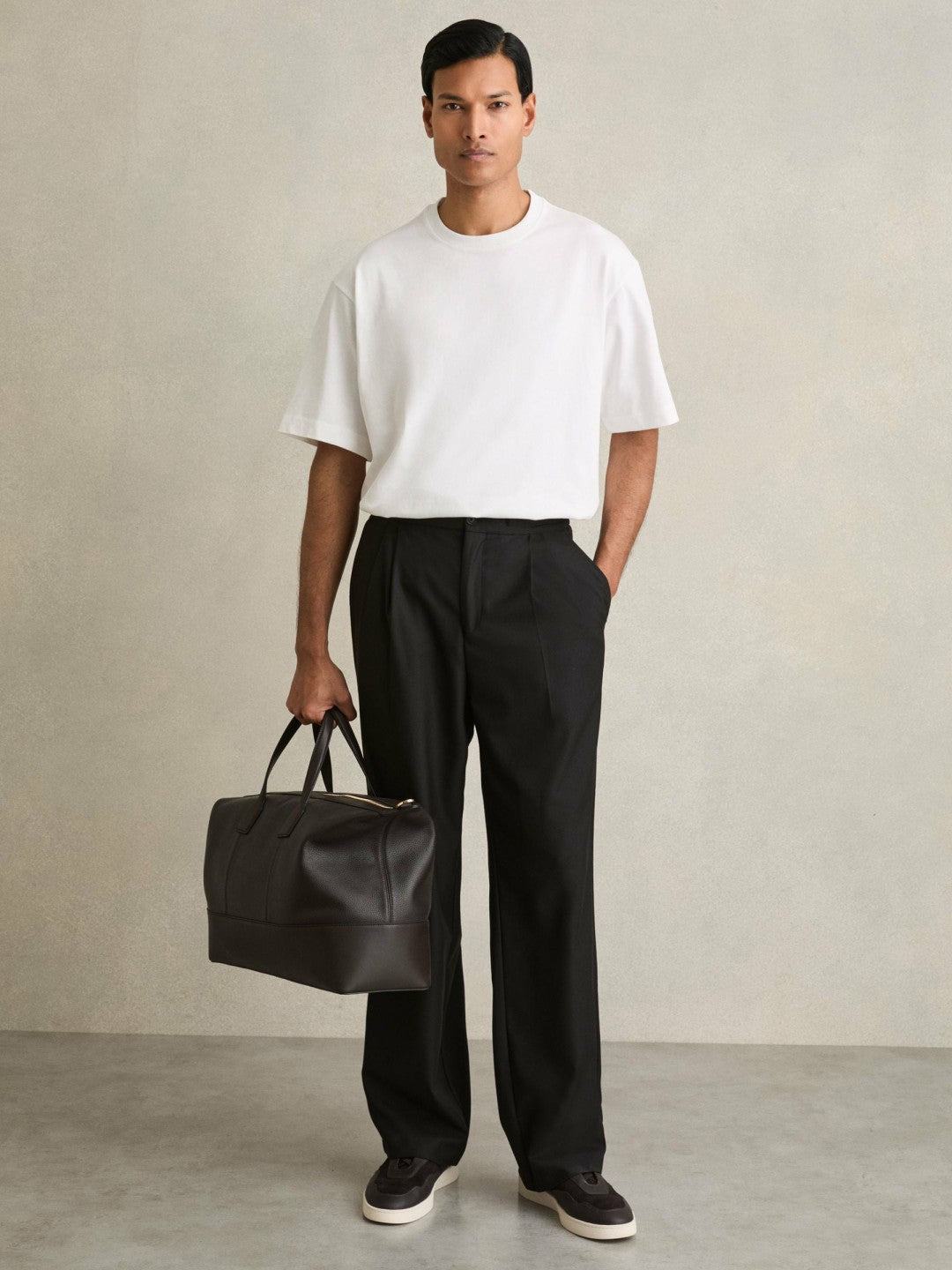 Cotton Garment-Dyed Oversized T-Shirt in White | Reiss Men Exclusive