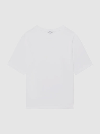 Cotton Garment-Dyed Oversized T-Shirt in White | Reiss Men Exclusive