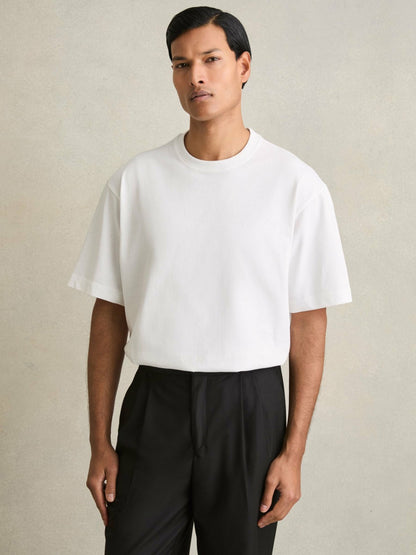 Cotton Garment-Dyed Oversized T-Shirt in White | Reiss Men Exclusive