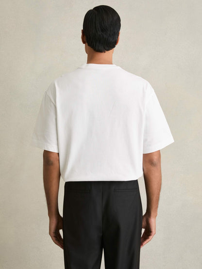 Cotton Garment-Dyed Oversized T-Shirt in White | Reiss Men Exclusive