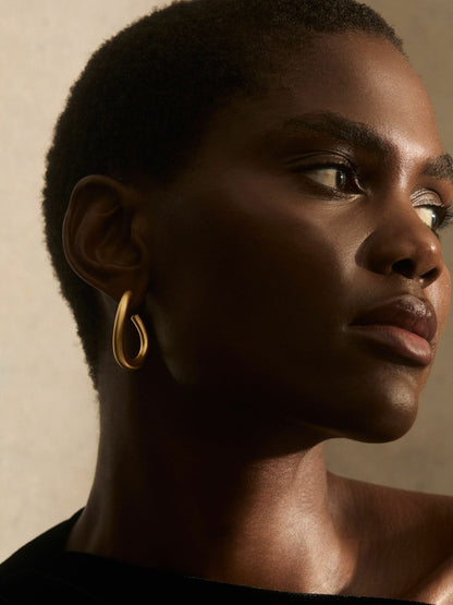 Wave Hoop Earrings in Gold Tone | Reiss Women Exclusive