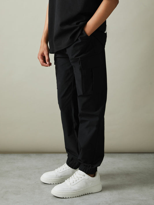9-14 yrs Technical Drawstring Trousers in Black | Reiss Children & Baby Trending