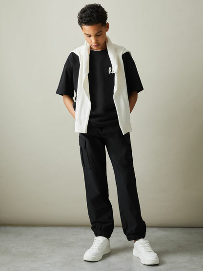 9-14 yrs Technical Drawstring Trousers in Black | Reiss Children & Baby Trending