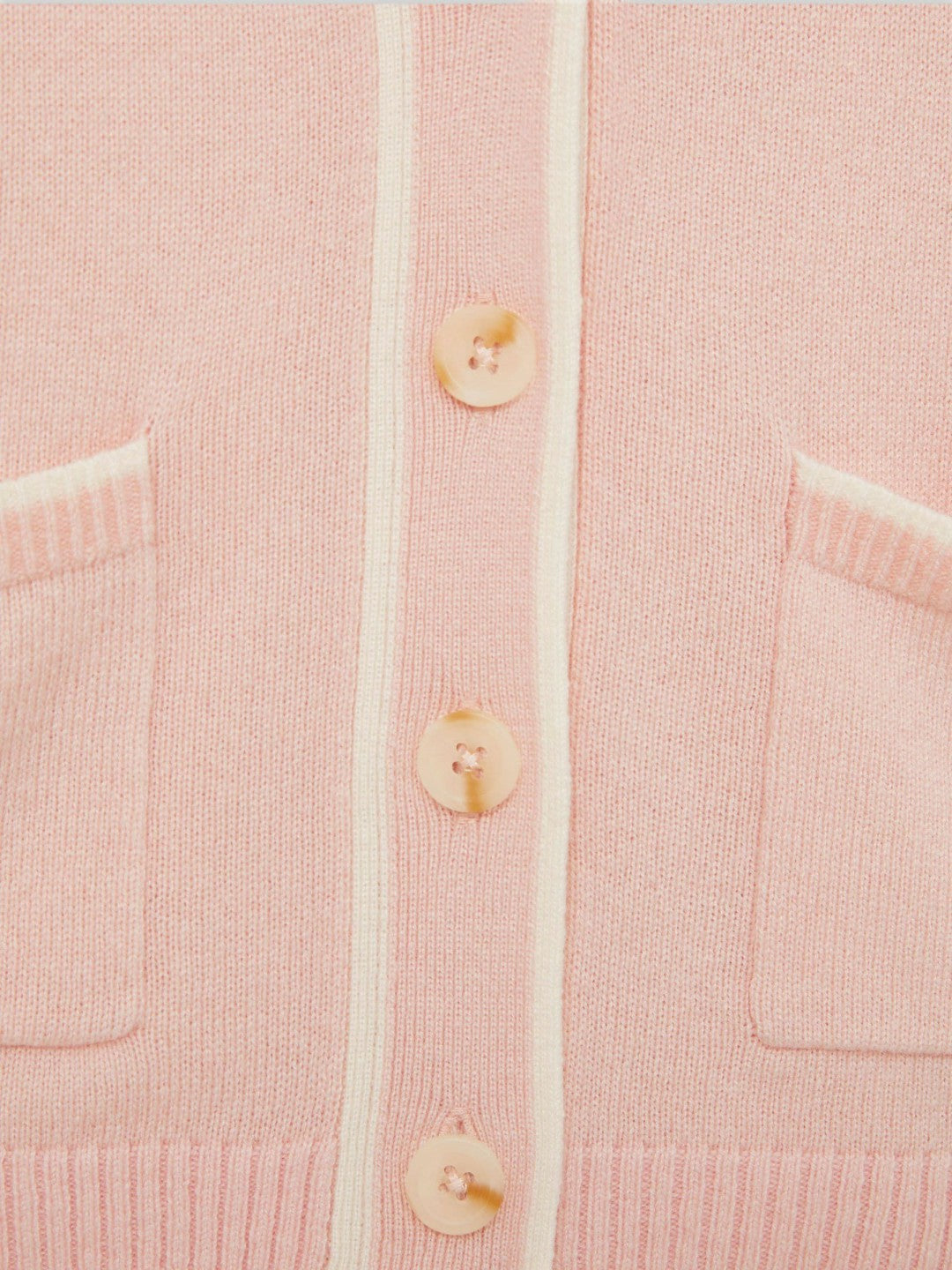 4-9 yrs Wool-Blend Stripe-Detail Cardigan With Cashmere in Pink | Reiss Children & Baby Recommended