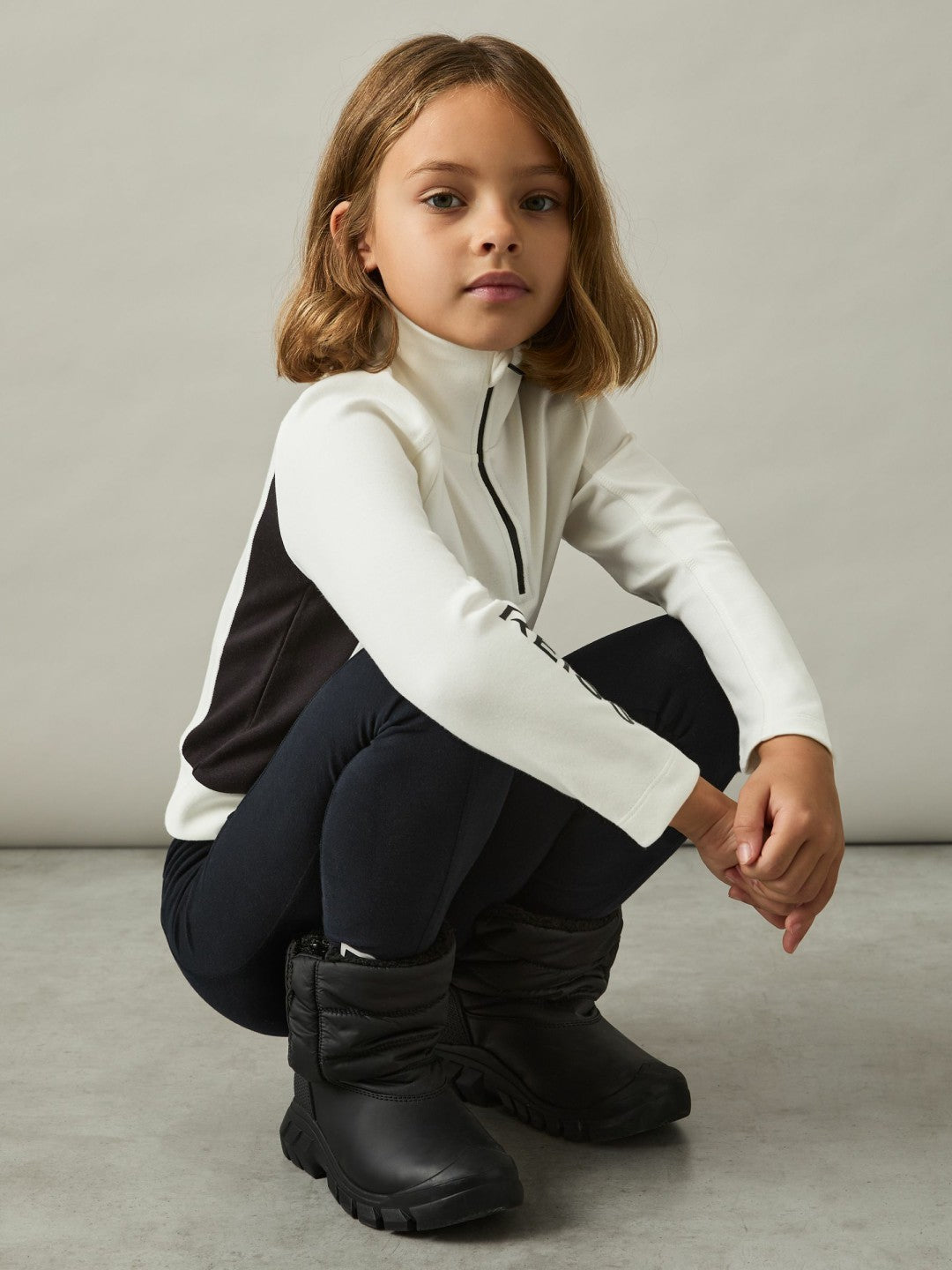 13-14 yrs Funnel-Neck Base-Layer Top in White/Black | Reiss Children & Baby New