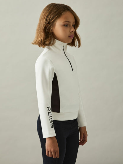 13-14 yrs Funnel-Neck Base-Layer Top in White/Black | Reiss Children & Baby New