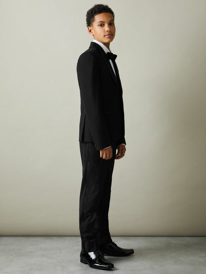 3-9 yrs Tuxedo Satin Single Breasted Blazer in Black | Reiss Children & Baby New