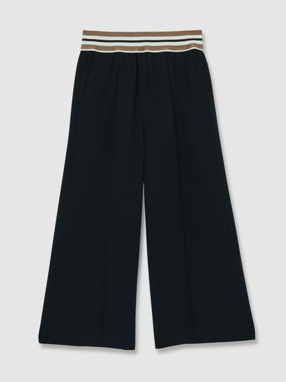 9-13 yrs Stripe-Waistband Wide-Leg Trousers in Navy | Reiss Children & Baby Signature