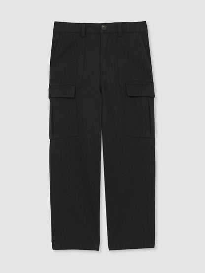 3-9 yrs 100% Cotton Straight Leg Cargo Trousers in Black | Reiss Children & Baby Best Seller