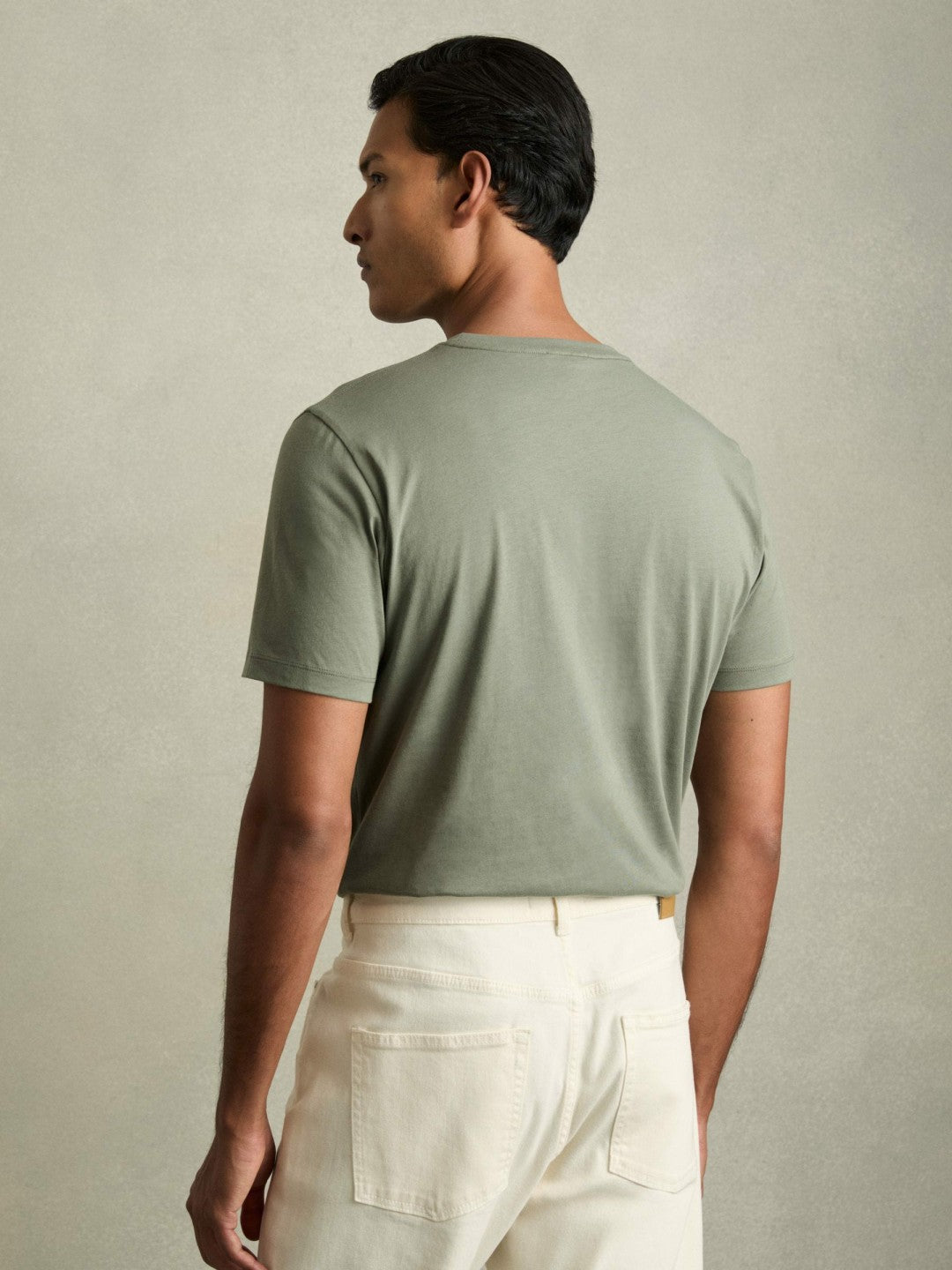 Cotton Crew Neck T-Shirt in Dark Sage | Reiss Men Exclusive