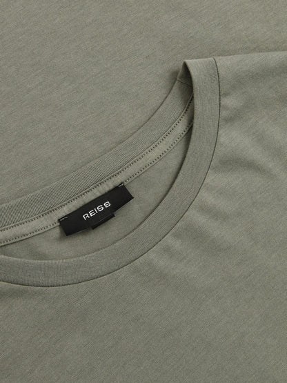 Cotton Crew Neck T-Shirt in Dark Sage | Reiss Men Exclusive