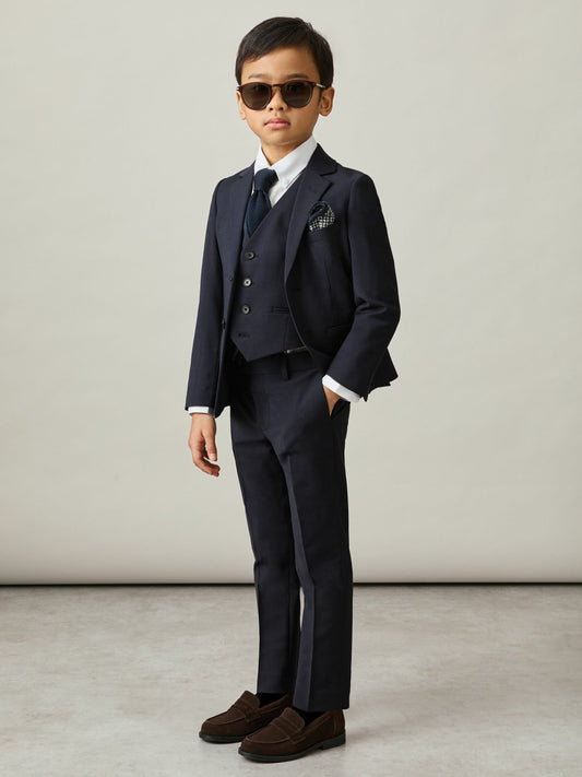 9-13 yrs Wool Blend Waistcoat in Navy | Reiss Children & Baby Recommended