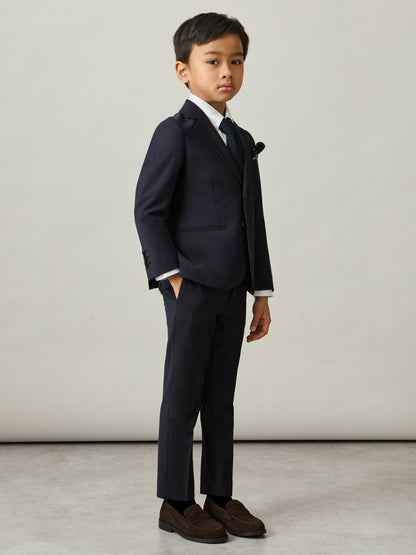 3-9 yrs Wool-Blend Single-Breasted Suit Blazer in Navy | Reiss Children & Baby Premium