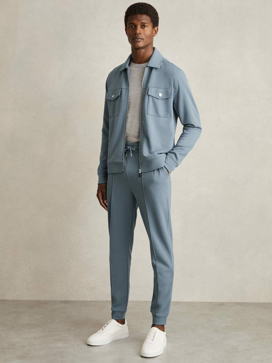 Drawstring Jersey Joggers in Airforce Blue | Reiss Men Best Seller