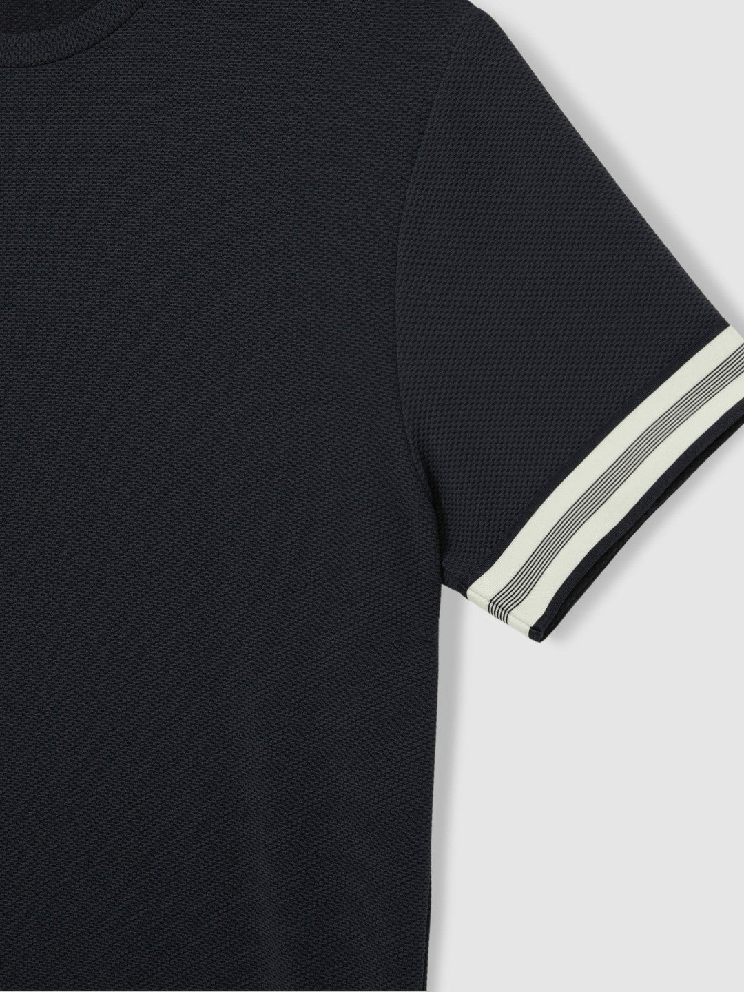 Tape-Cuff Textured T-Shirt in Navy | Reiss Men Trending