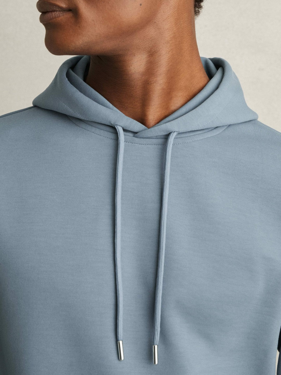 Interlock Jersey Drawstring Hoodie in Airforce Blue | Reiss Men Best Seller
