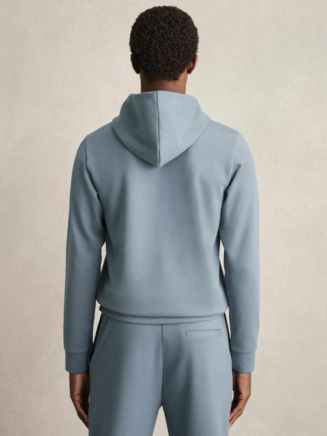 Interlock Jersey Drawstring Hoodie in Airforce Blue | Reiss Men Best Seller