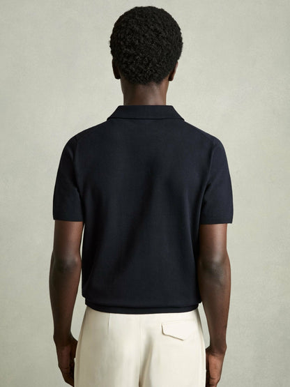 Contrast-Placket Polo Shirt With Cotton in Navy | Reiss Men Best Seller