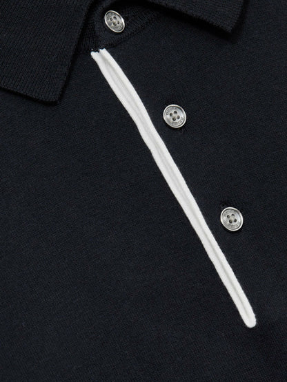 Contrast-Placket Polo Shirt With Cotton in Navy | Reiss Men Best Seller