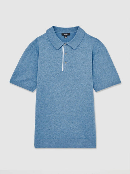 Contrast-Placket Polo Shirt With Cotton in Blue | Reiss Men Popular