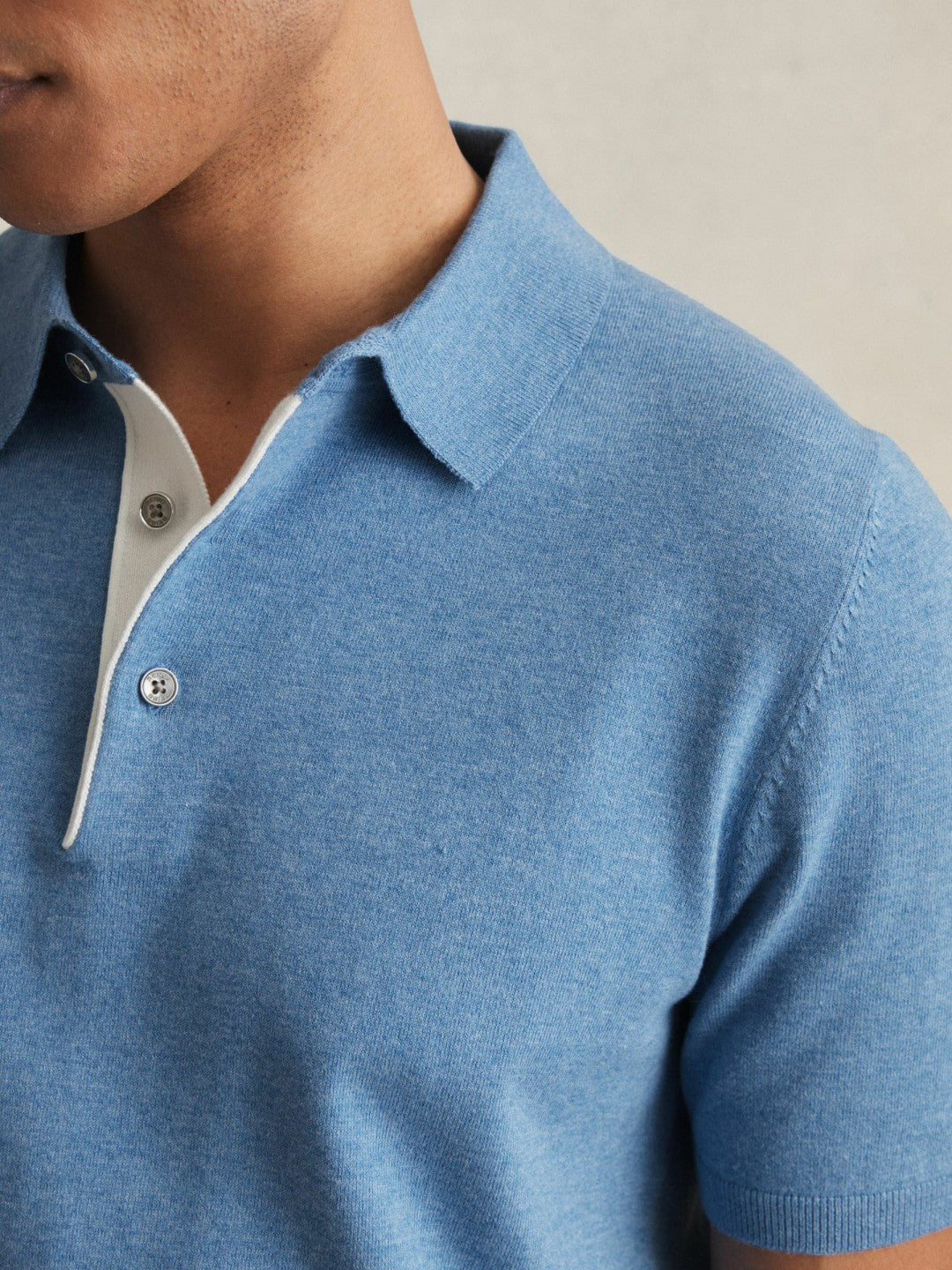 Contrast-Placket Polo Shirt With Cotton in Blue | Reiss Men Popular