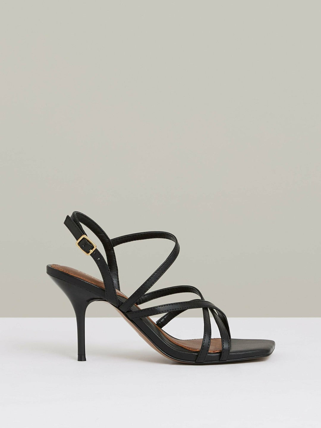 Leather Strappy Stiletto Sandals in Black | Reiss Women Recommended