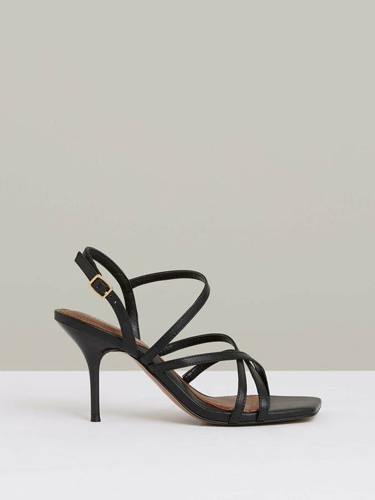 Leather Strappy Stiletto Sandals in Black | Reiss Women Recommended
