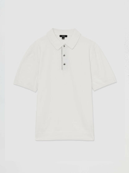 Contrast-Placket Polo Shirt With Cotton in White | Reiss Men Signature