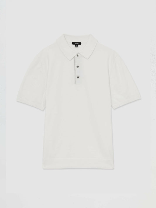 Contrast-Placket Polo Shirt With Cotton in White | Reiss Men Signature