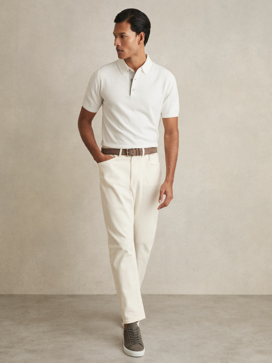 Contrast-Placket Polo Shirt With Cotton in White | Reiss Men Signature