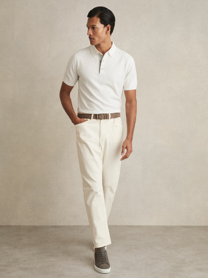 Contrast-Placket Polo Shirt With Cotton in White | Reiss Men Signature