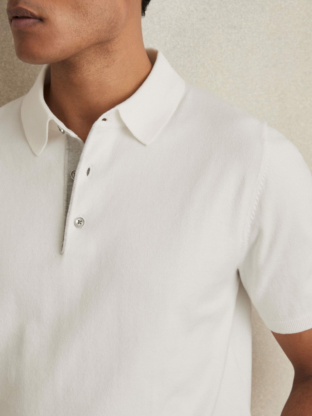 Contrast-Placket Polo Shirt With Cotton in White | Reiss Men Signature