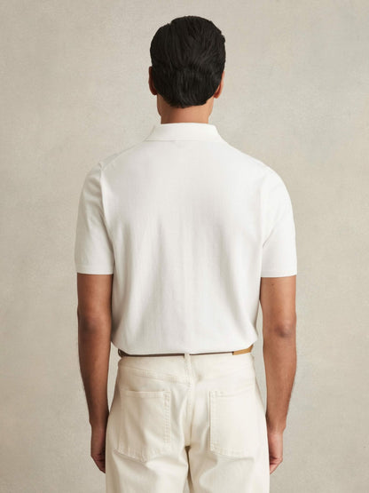 Contrast-Placket Polo Shirt With Cotton in White | Reiss Men Signature
