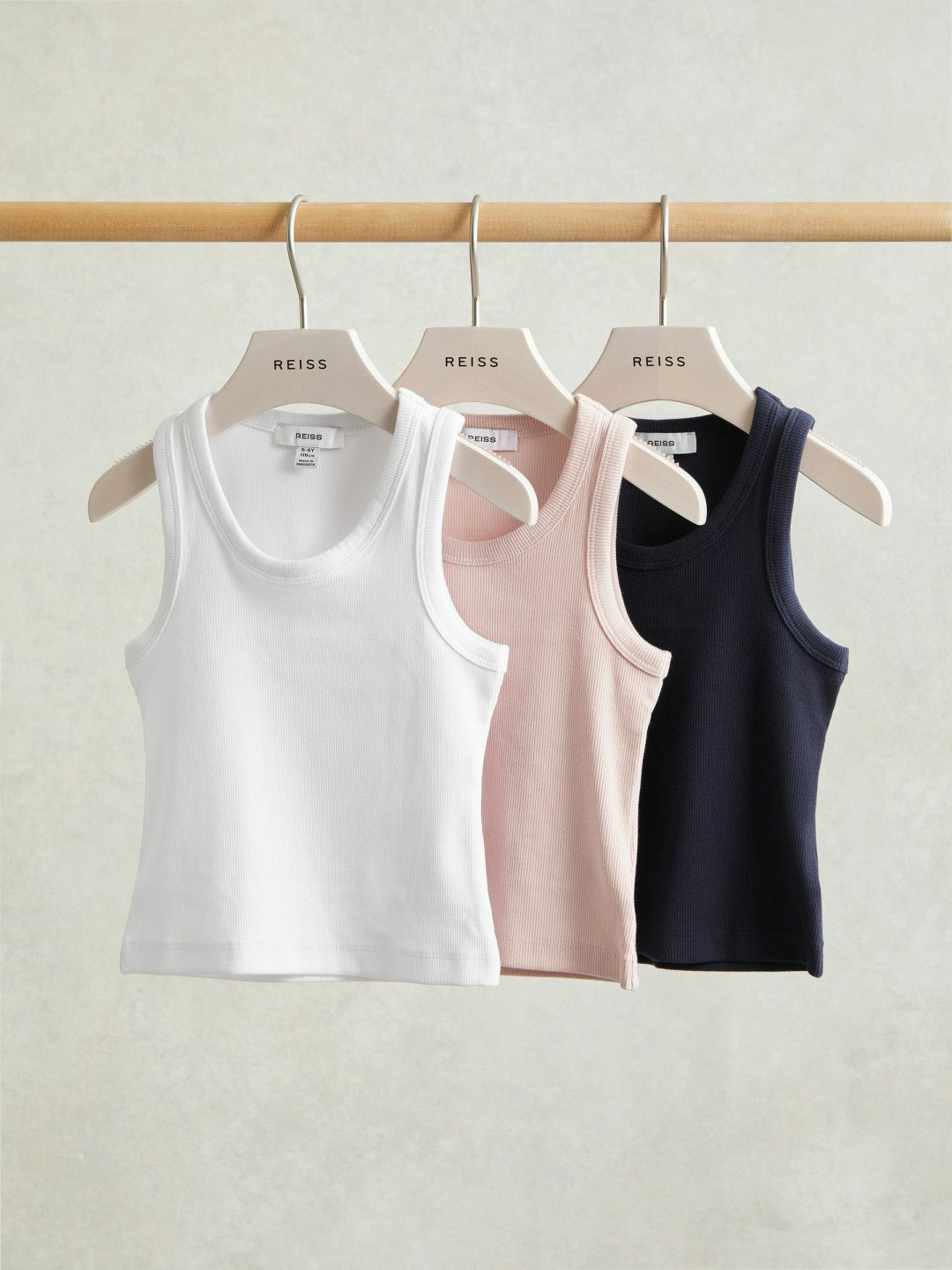 9-13 yrs Stretch-Cotton Ribbed Vest 3 Pack in Multicolour | Reiss Children & Baby New