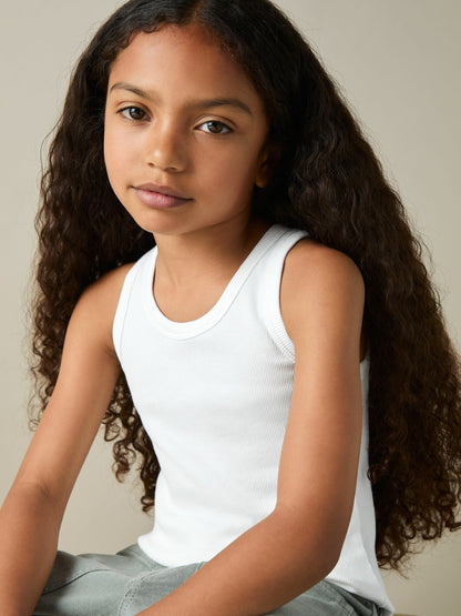 9-13 yrs Stretch-Cotton Ribbed Vest 3 Pack in Multicolour | Reiss Children & Baby New