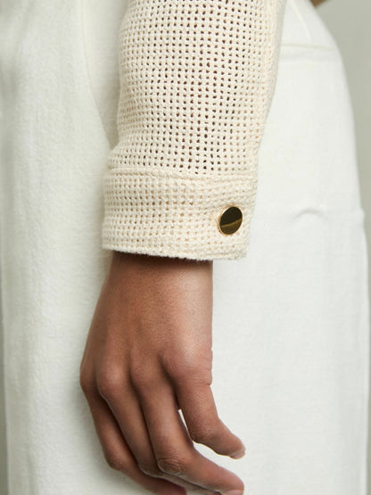 Cotton-Blend Textured Trucker Jacket in Neutral | Reiss Women Best Seller