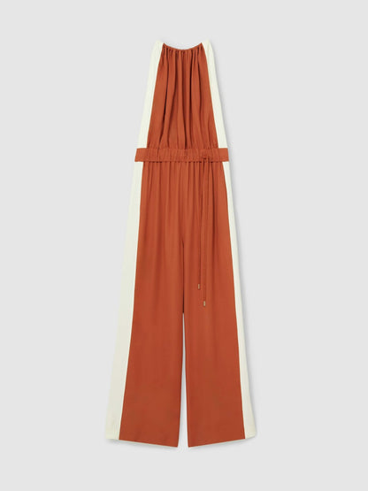Colour-Block Rope-Cord Jumpsuit in Orange | Reiss Women Premium