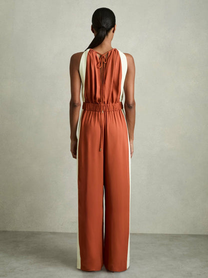 Colour-Block Rope-Cord Jumpsuit in Orange | Reiss Women Premium