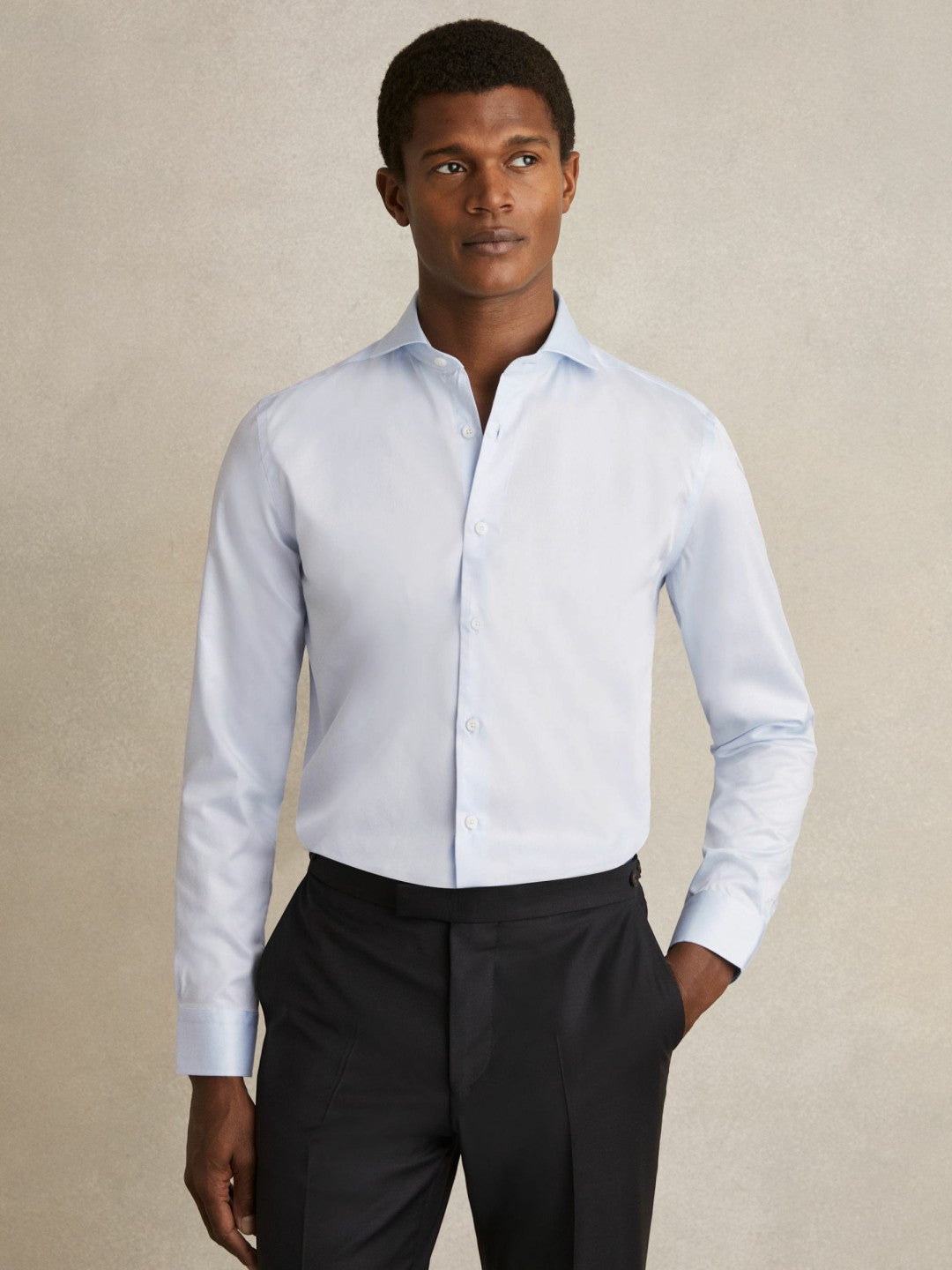 Regular Fit Cotton-Twill Two-Fold Shirt Slim-Fit in Soft Blue | Reiss Men Premium