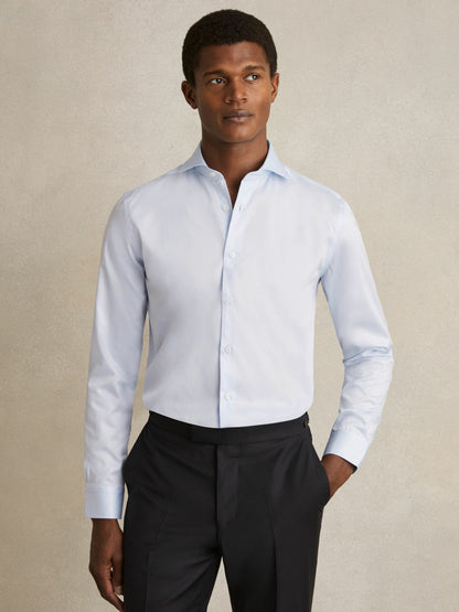 Regular Fit Cotton-Twill Two-Fold Shirt Slim-Fit in Soft Blue | Reiss Men Premium