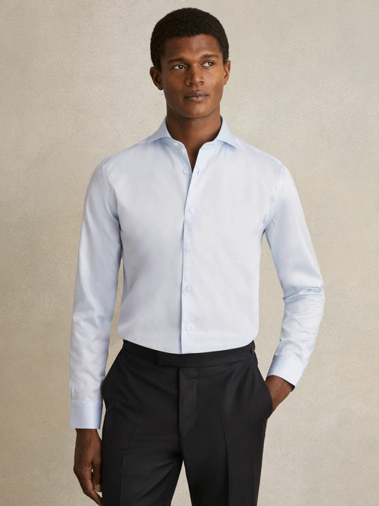 Regular Fit Cotton-Twill Two-Fold Shirt Slim-Fit in Soft Blue | Reiss Men Premium