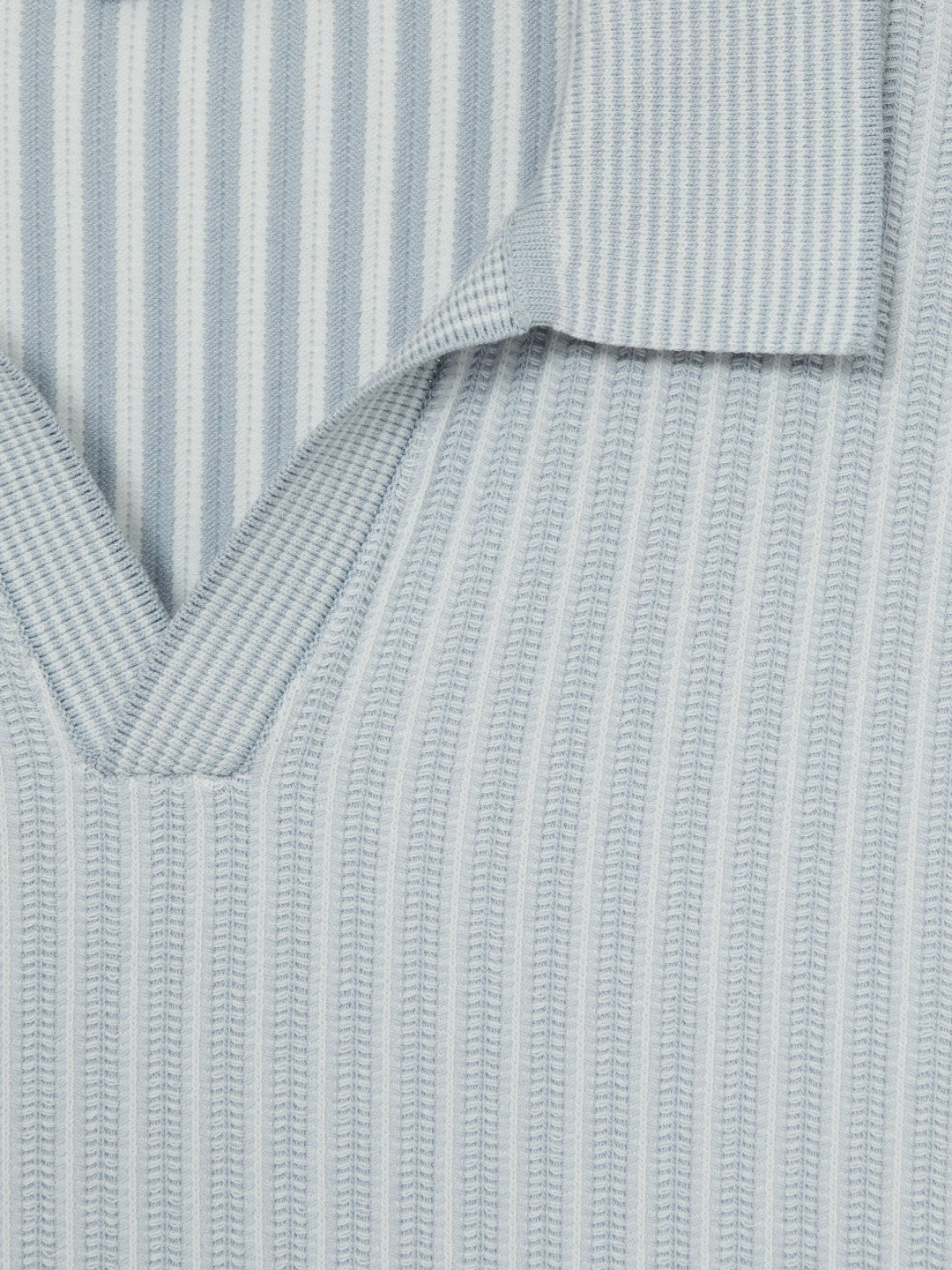 Open-Collar Textured Polo Shirt in Soft Blue/White | Reiss Men Signature